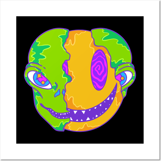 Alien Smile Emoji Psychedelic Wall Art by yoy vector